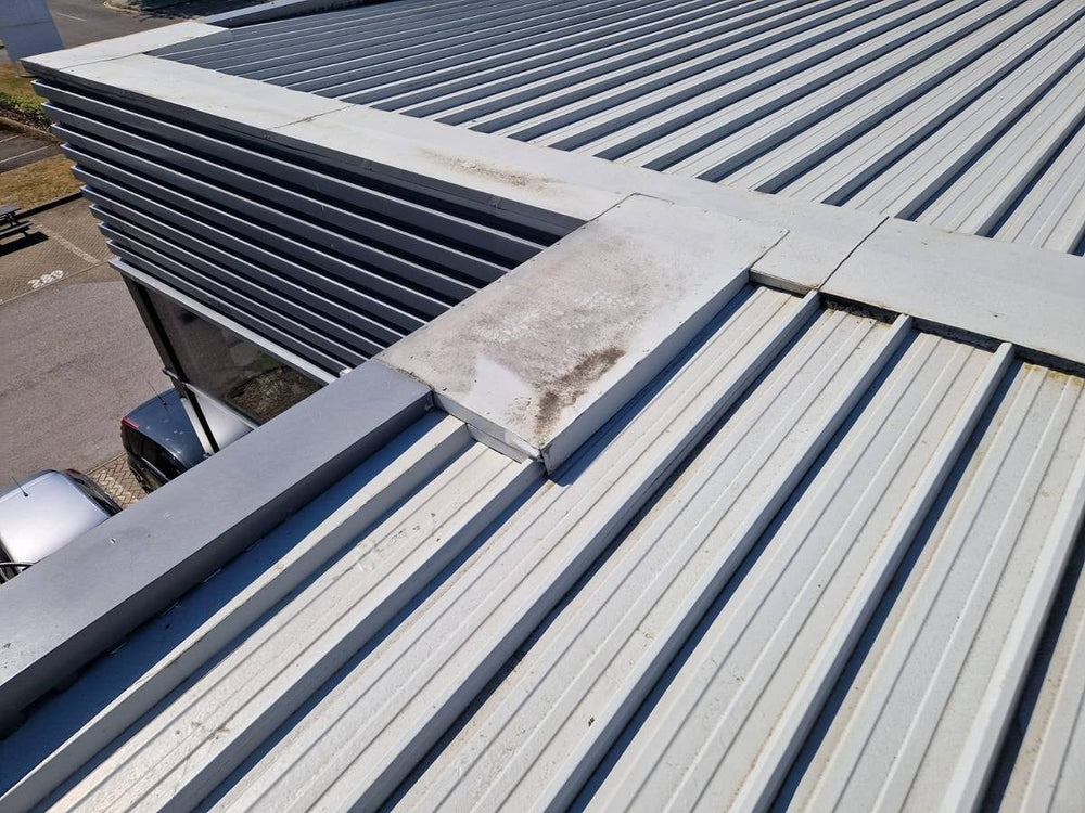 Commercial profiled roof inspected during a professional condition survey